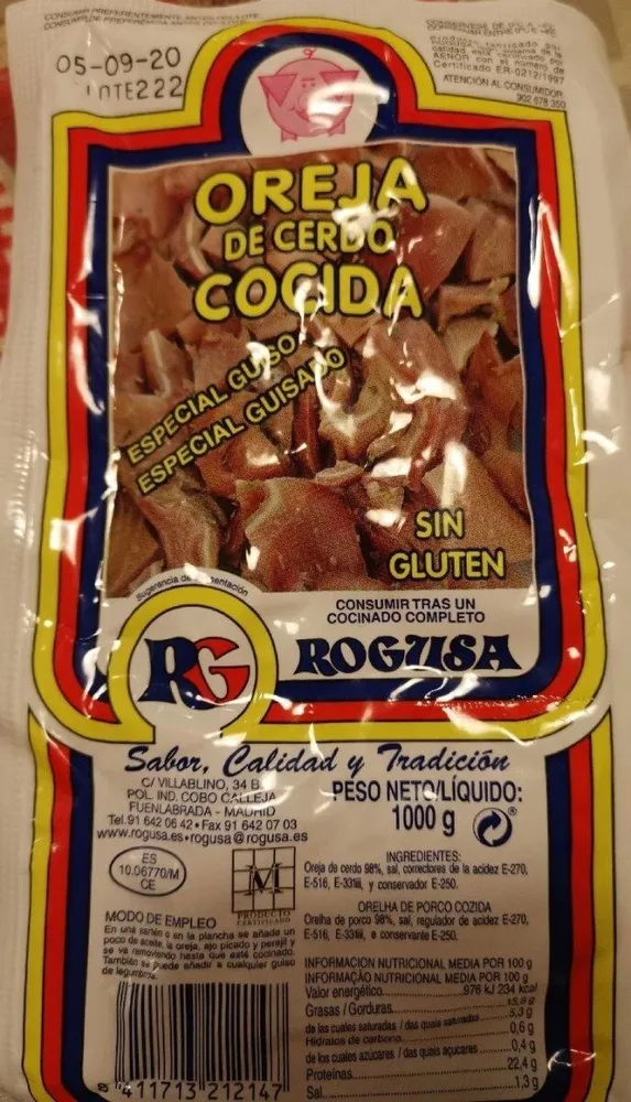 Oreja de cerdo cocida