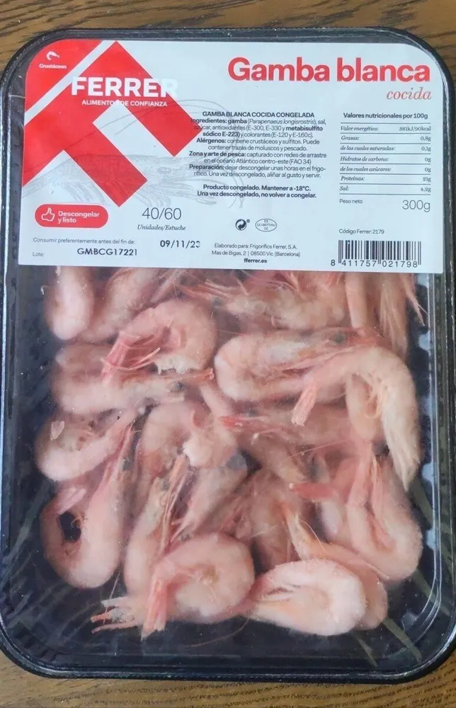 Gamba blanca cocida