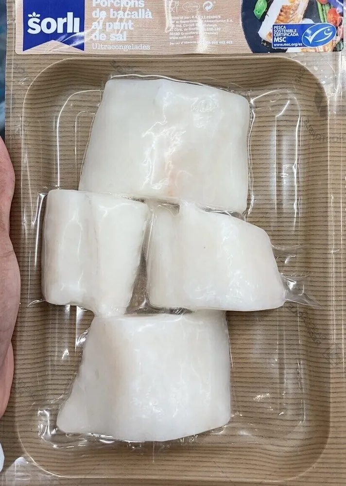 Porcions de bacalla al punt de sal