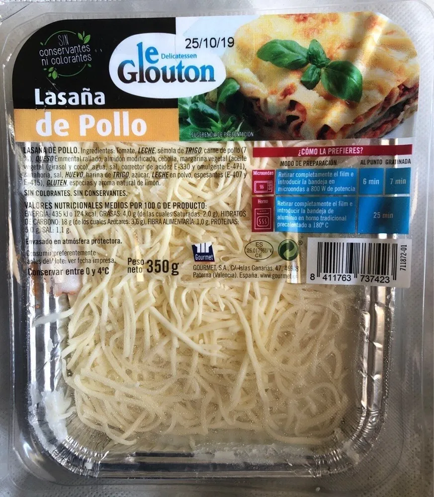Lasaña de pollo
