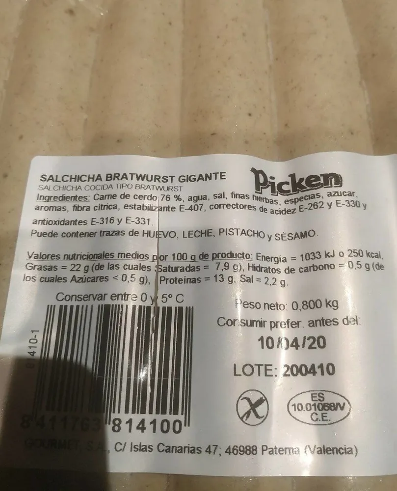 Salchicha bratwurst gigante