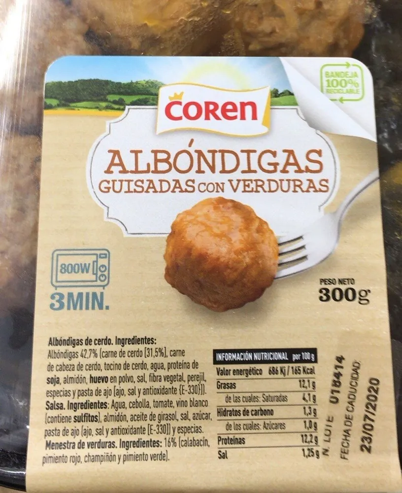 Albóndigas guisadas con verduras