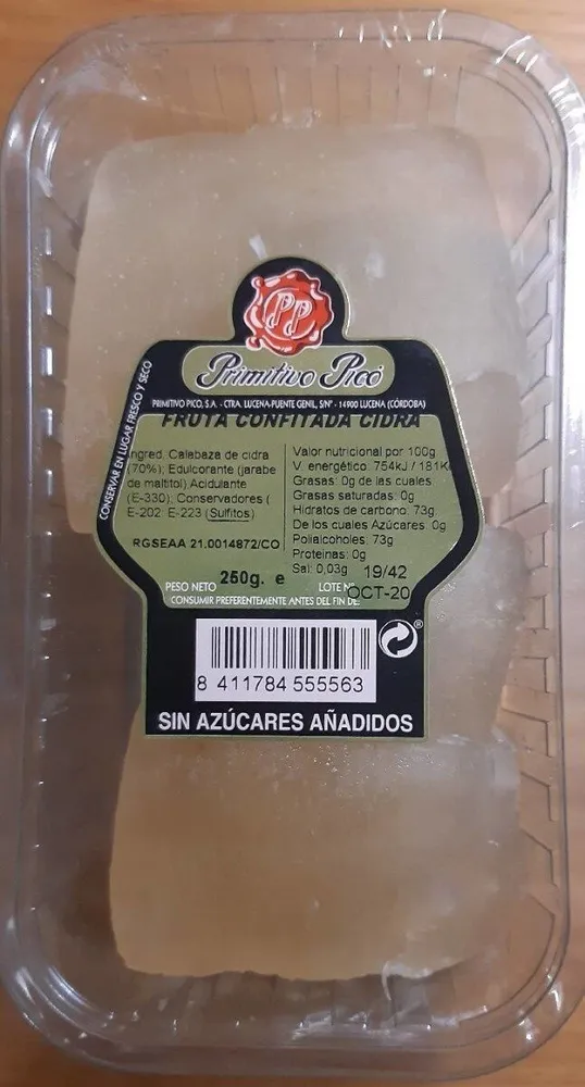 Fruta confitada Cidra