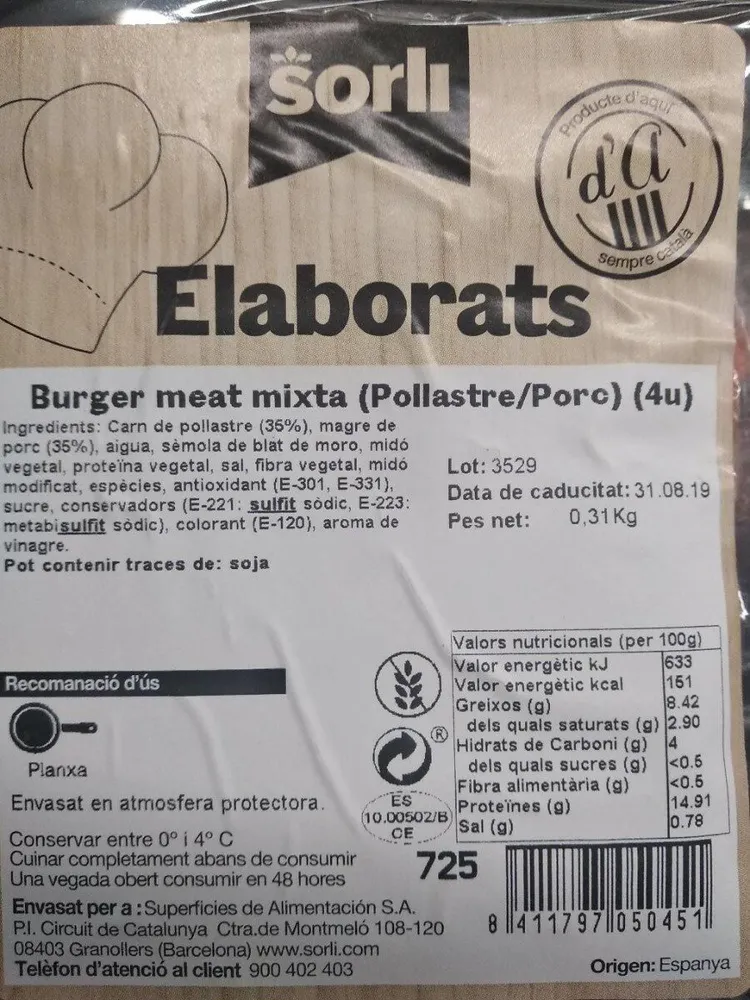 Burger meat mixta (pollastre/porc) (4u)