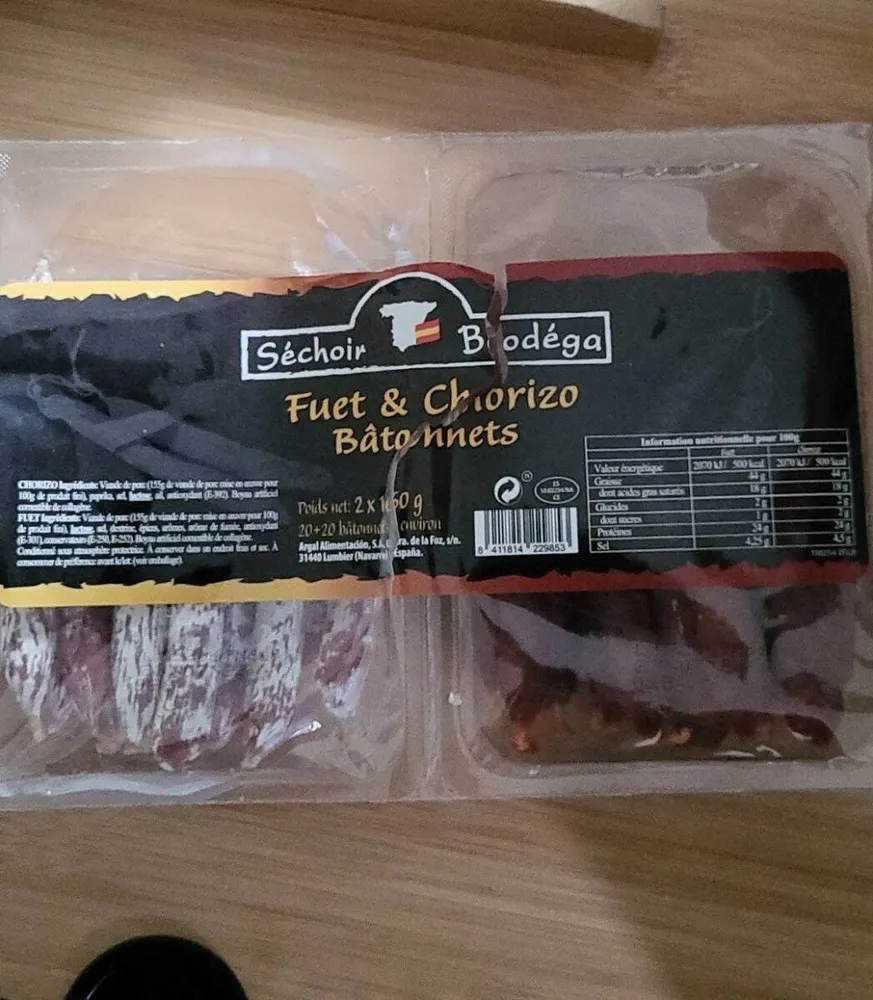 Fuet et chorizo bâtonnets