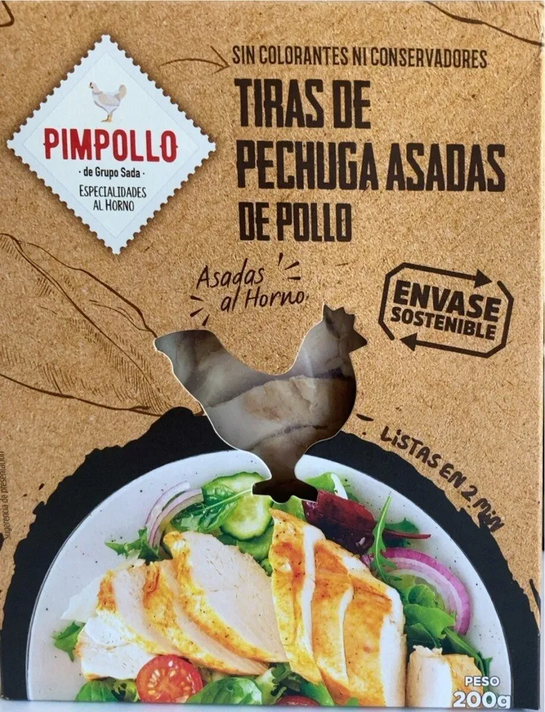 Tiras de pechuga asadas de pollo