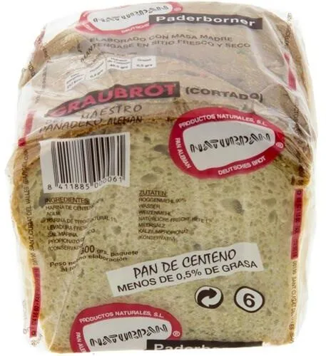 Pan gris de centeno cortado