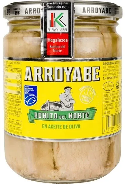 Bonito del norte en aceite de oliva elaborado a mano frasco 260 g