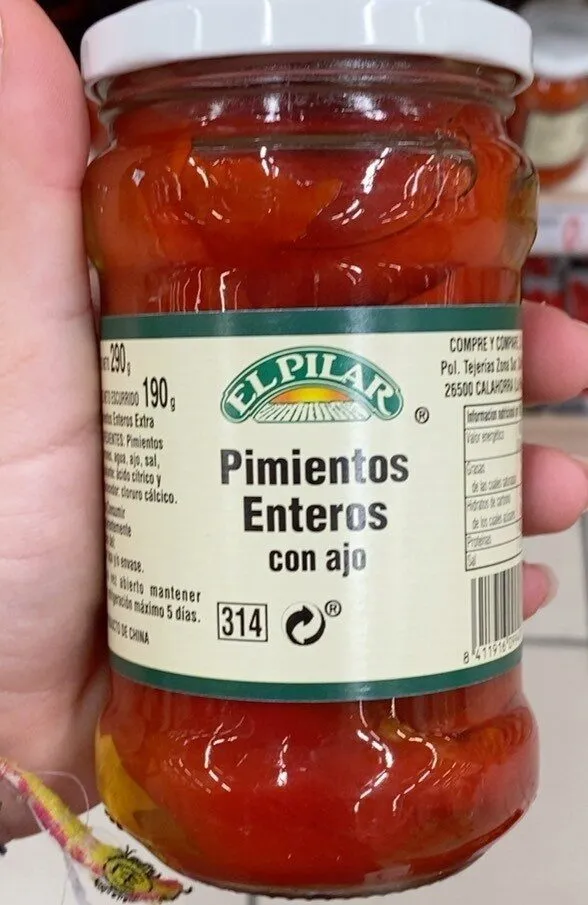Pimientos enteros con ajo
