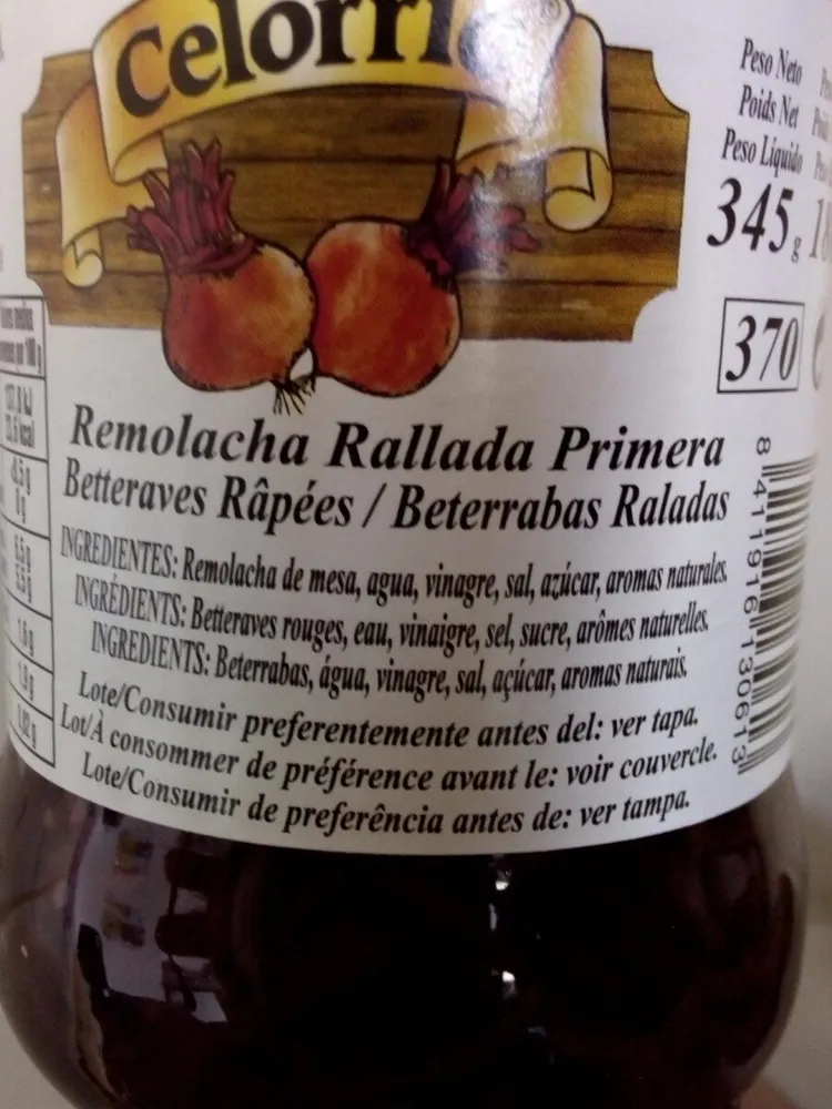Remolacha Rallada Primera Tarro 1