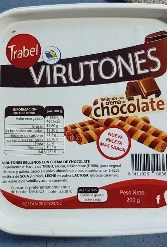 Virutones rellenos de chocolate