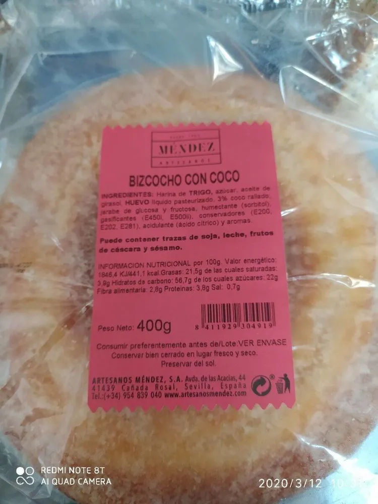 Bizcocho de coco