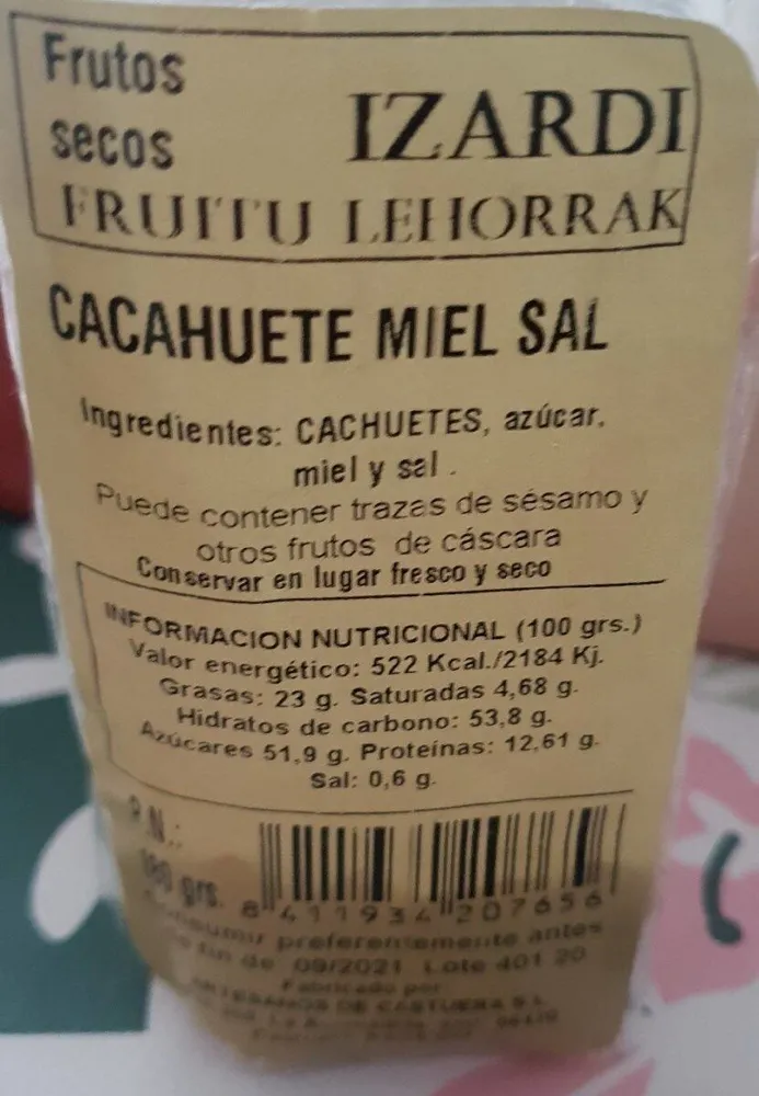Cacahuete miel y sal