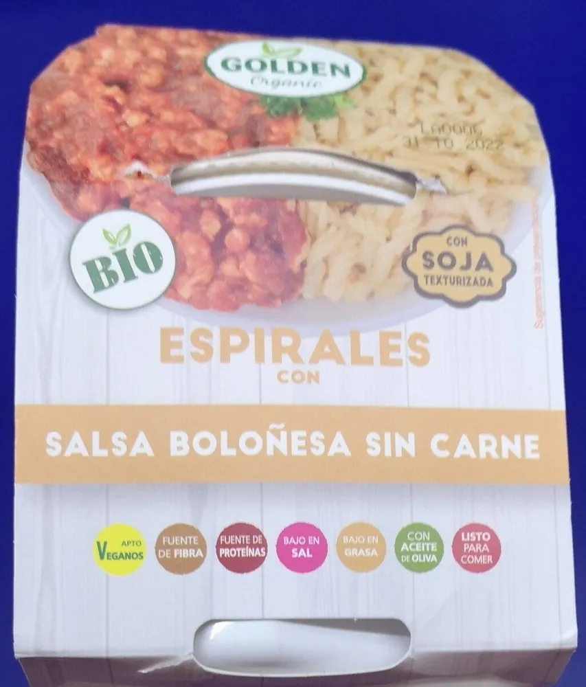 Espirales con salsa boloñesa sin carne