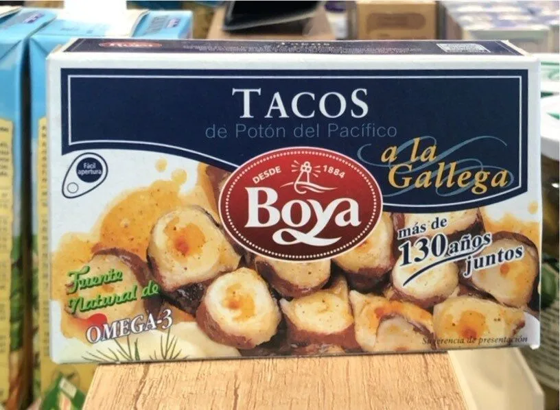 Tacos de potón del pacífico a la gallega