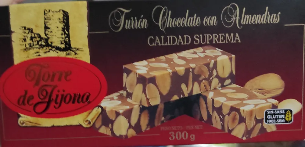 Turrón chocolate con almendras
