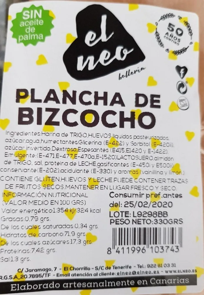 Plancha de Bizcocho