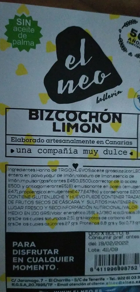 Bizcochon Limón