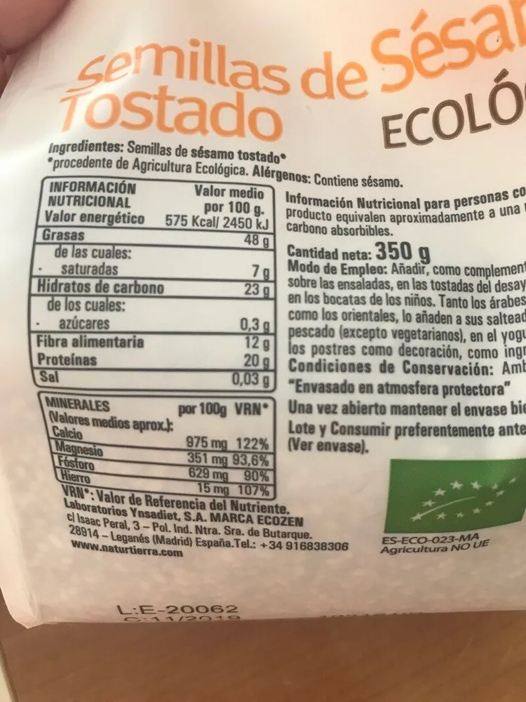 Semillas sésamo tostado