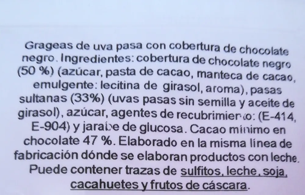 Pasas chocolate negro