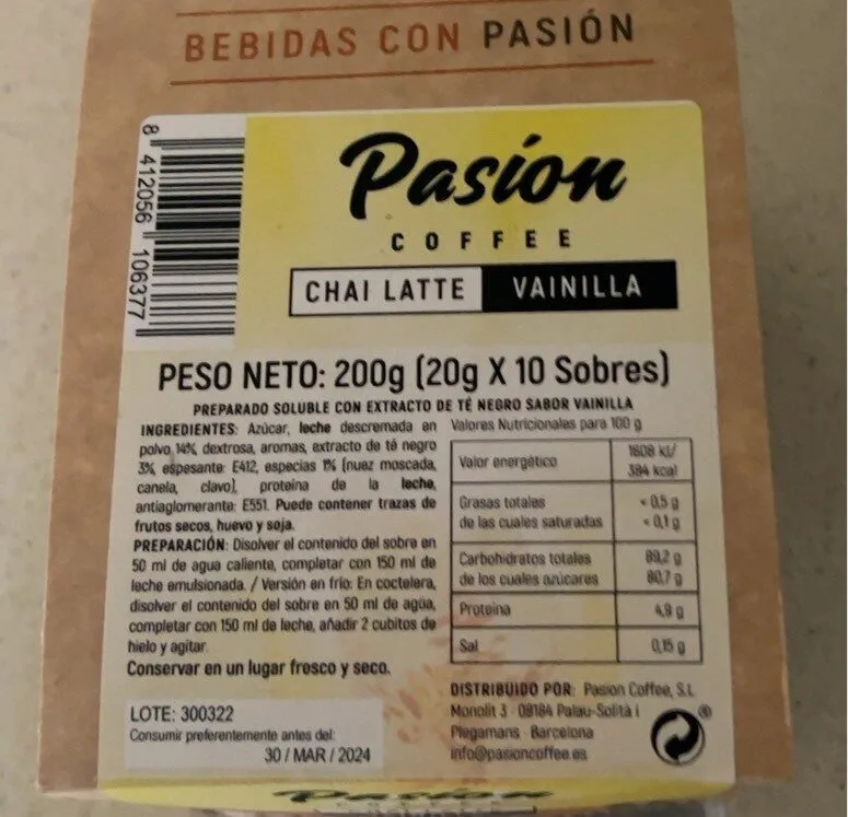 Chai latte vainilla