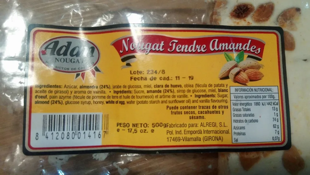 Nougat tendre amande