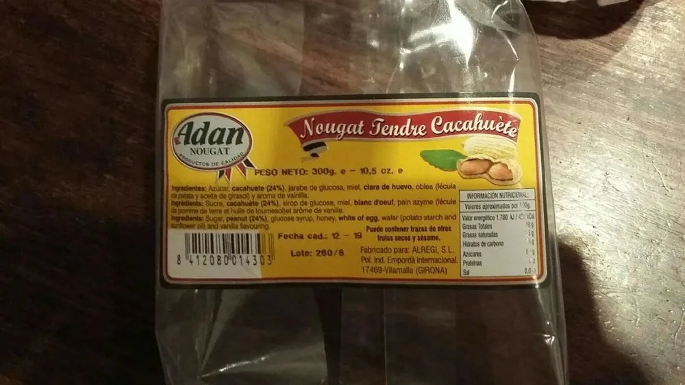 Nougat tendre cacahuètes