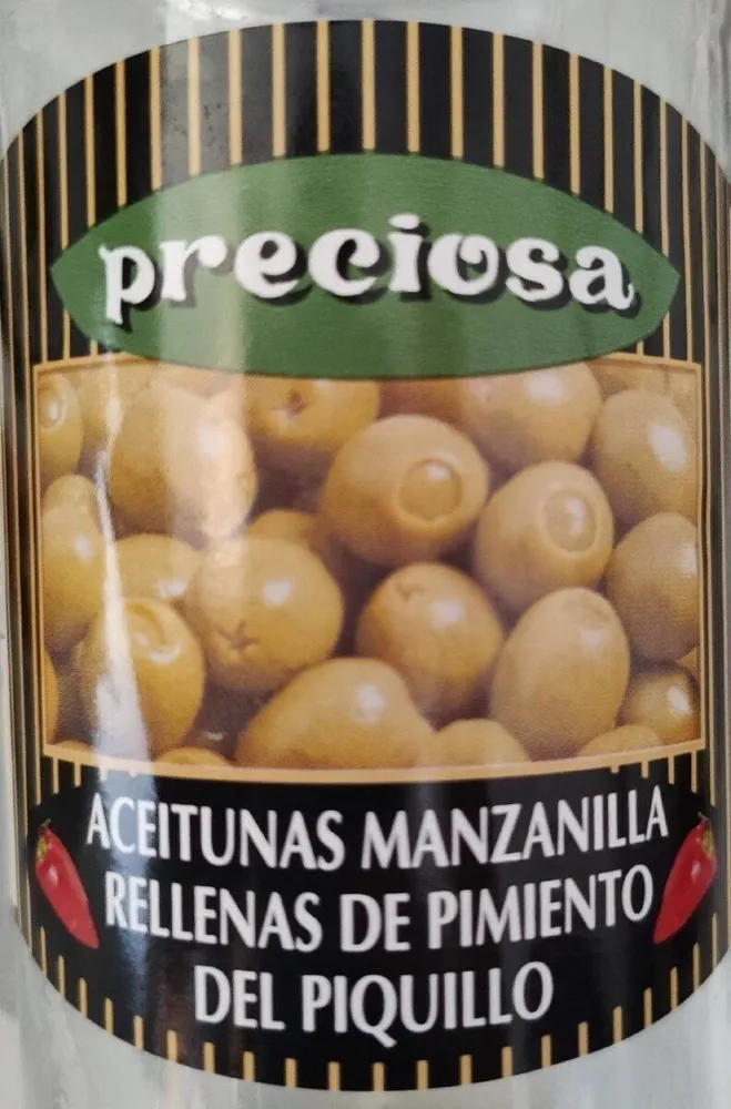 Aceitunas manzanilla rellenas de pimientos del piquillo