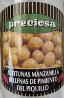 Aceitunas manzanilla rellenas de pimientos del piquillo