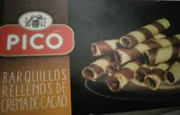 Barquillos rellenos de crema cacao