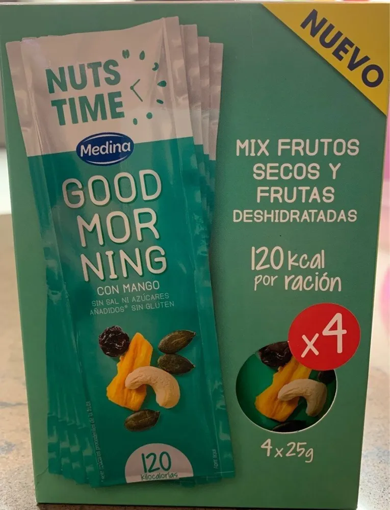 Nuts Time Good Morning mix de frutos secos y frutas deshidratadas con mango envase 100 g sin gluten