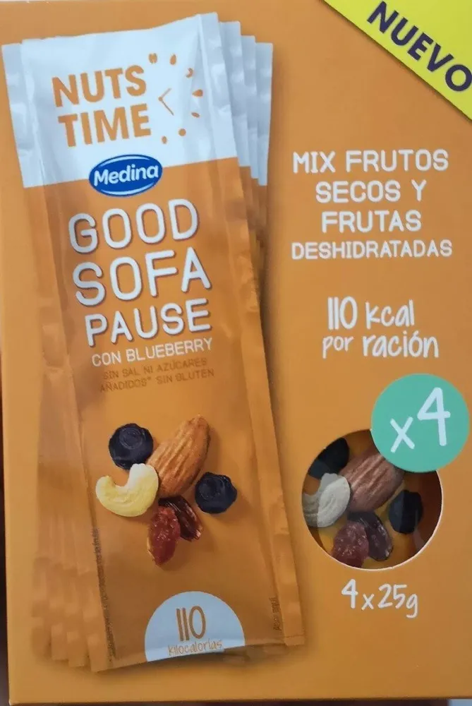 Nuts Time Good Sofa Pause mix de frutos secos y frutas deshidratadas con arándano envase 100 g sin gluten