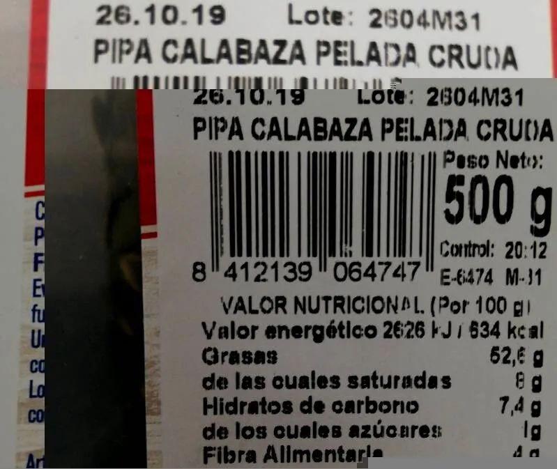 Pipa Calabaza Pelada Cruda