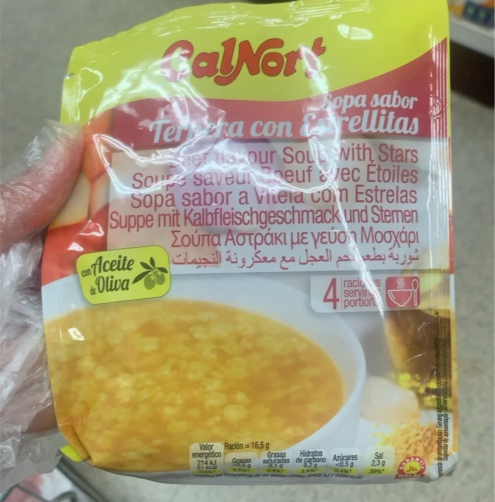 Sopa sabor ternera con estrellitas