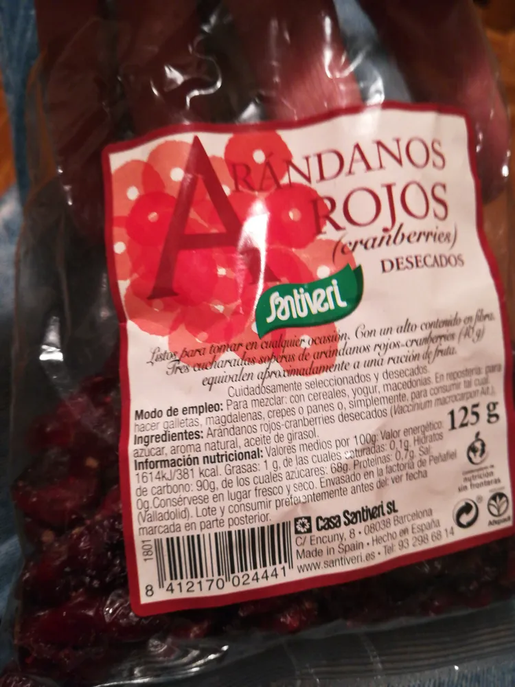 Arándanos rojos desecados