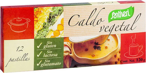 Caldo vegetal sin gluten, sin lactosa y sin glutamato