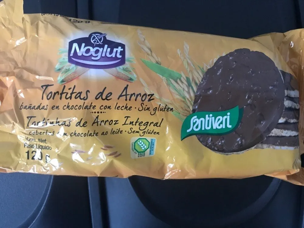 Noglut tortitas de arroz bañadas con chocolate