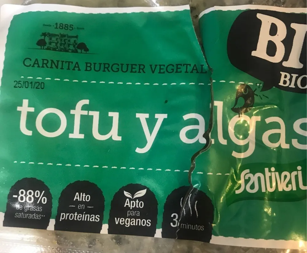 Carnita burguer vegetal tofu y algas