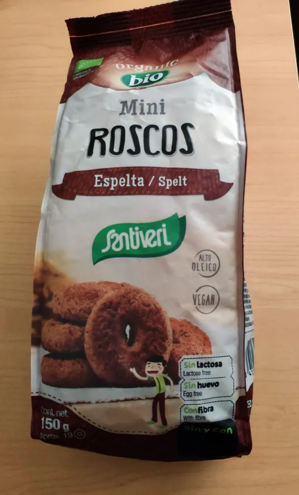 Mini roscos de espelta ecológicos sin lactosa y sin huevo