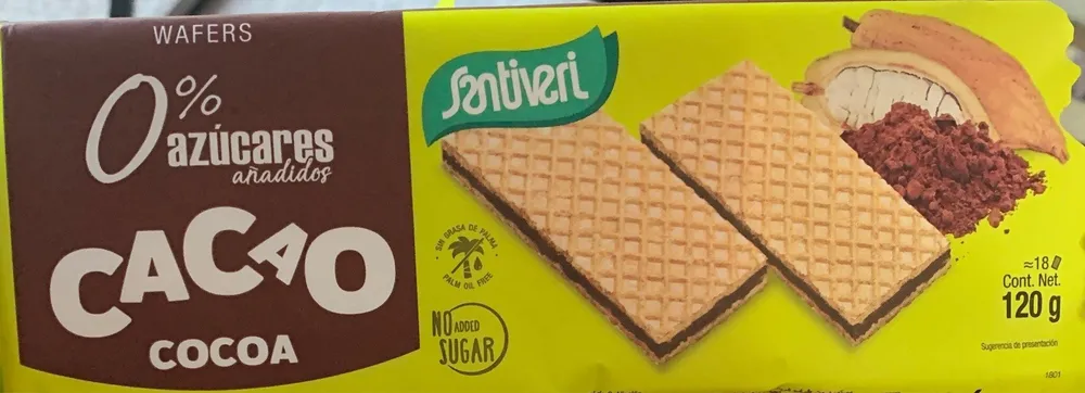 Wafers cacao 0% azucares añadidos