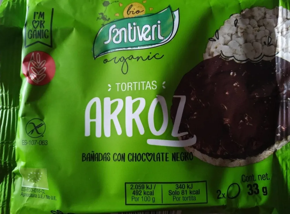Tortitas de arroz bañadas con chocolate negro
