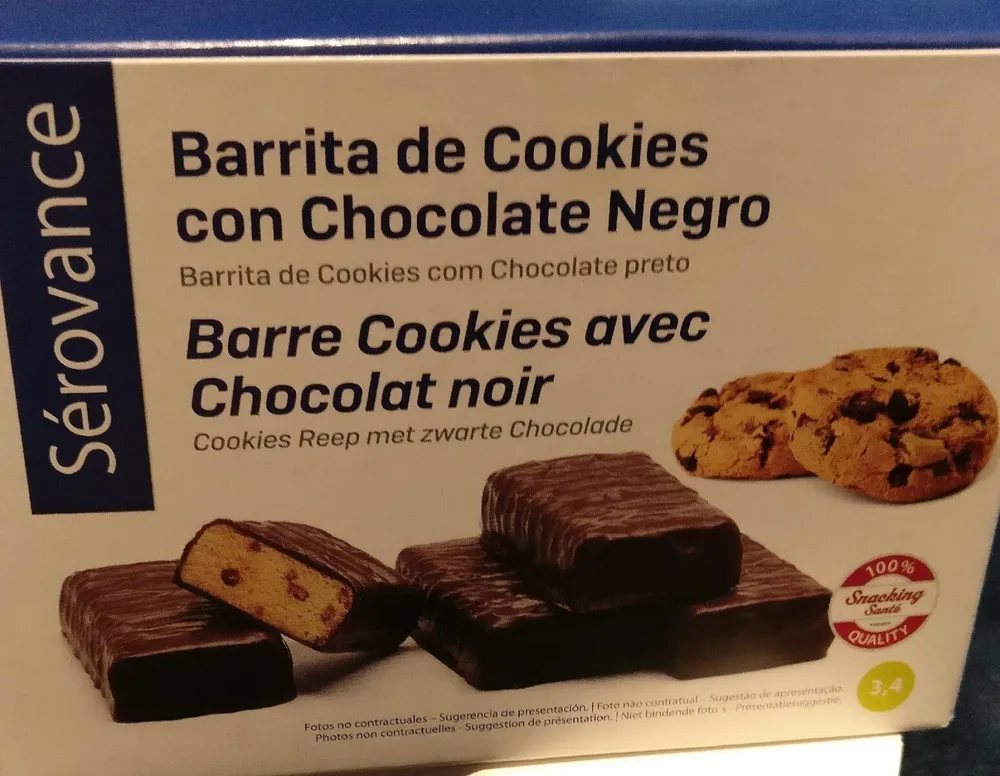 Barrita de Cookies con chocolate negro