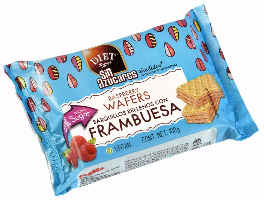 Barquillos rellenos de frambuesa