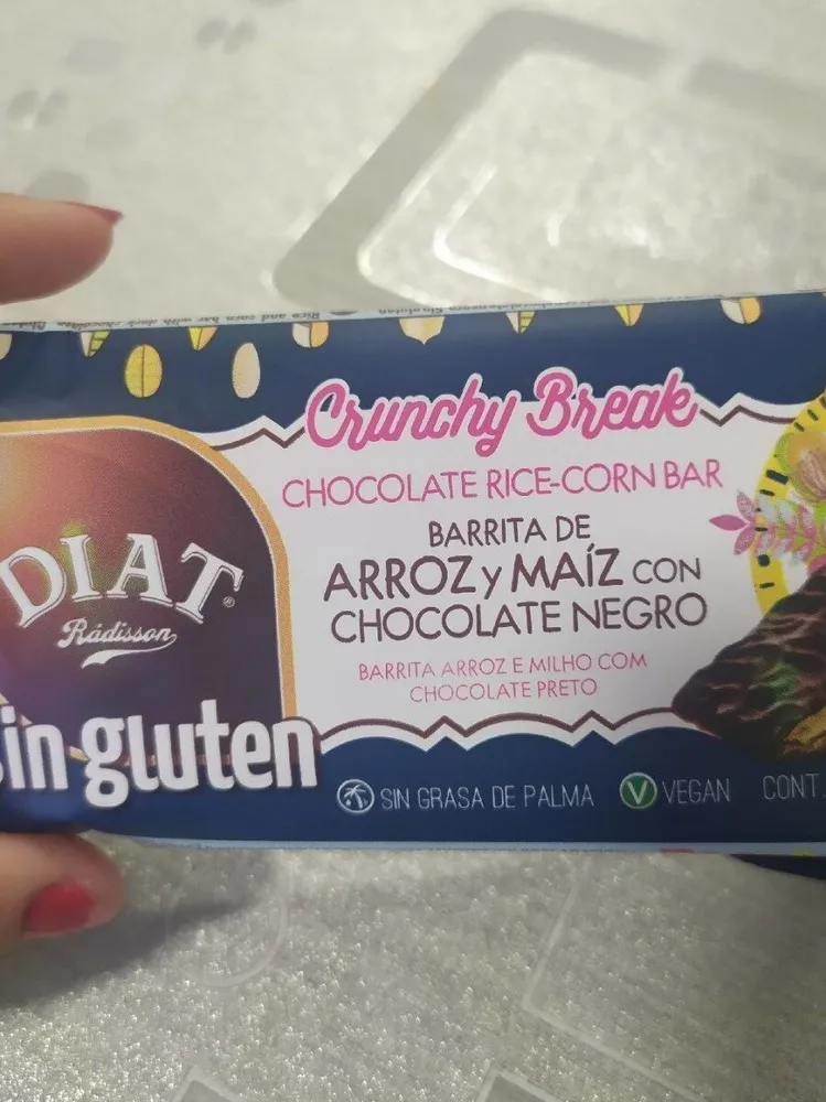 Barrita de arroz y maíz con chocolate negro sin gluten