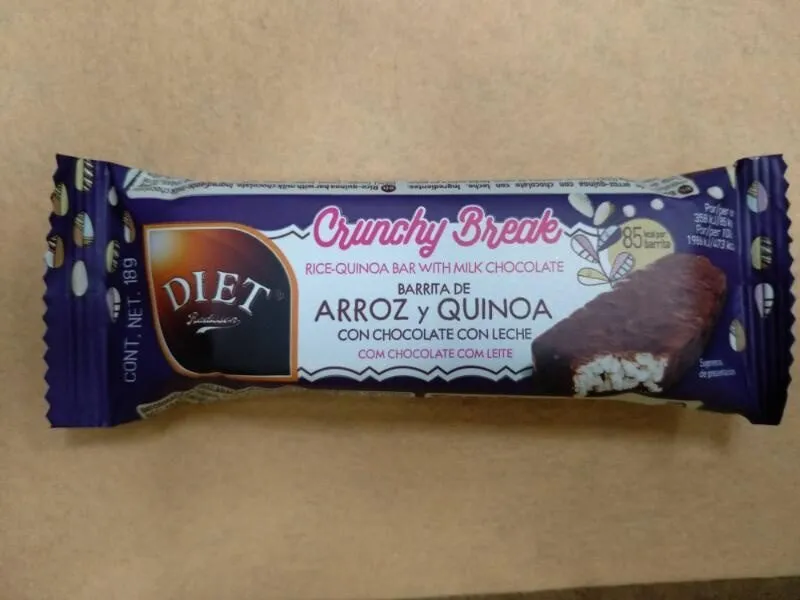 Barrita de arroz y quinoa con chocolate y leche