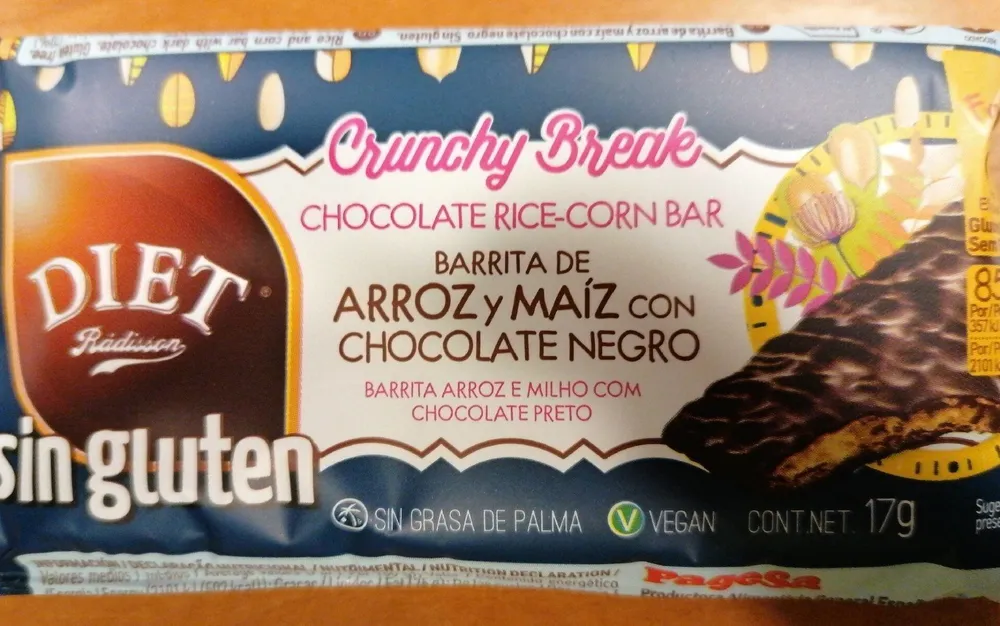 Barrita de arroz y maíz con chocolate negro