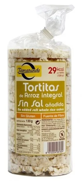 Tortitas de arroz integral sin sal añadida