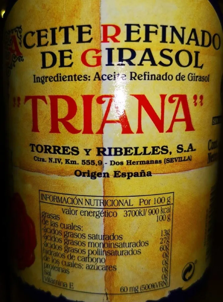Aceite refinado de girasol