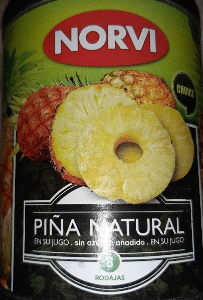Piña natural en su jugo sin azúcar añadido