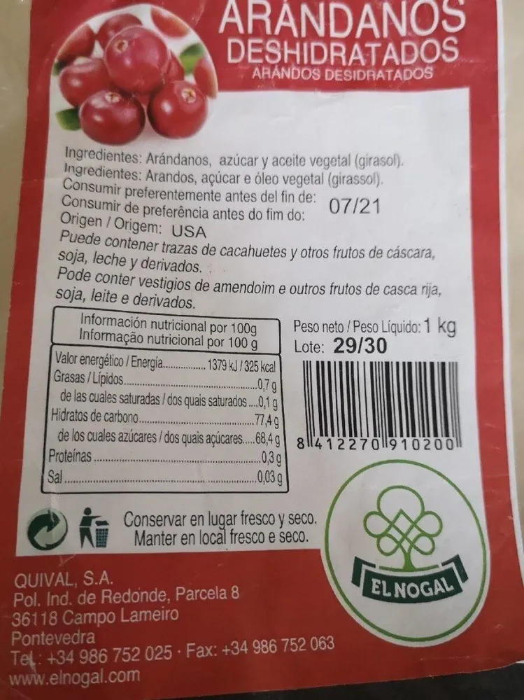 Arándanos deshidratados